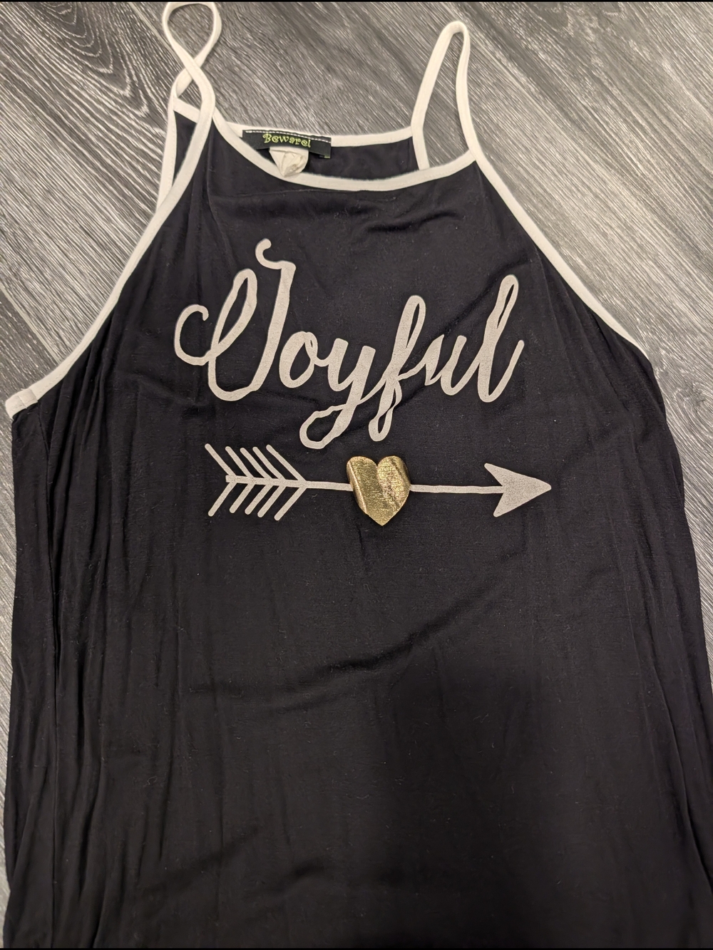 Joyful Gold Heart Arrow Black Tank Top -